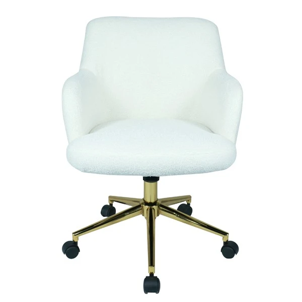 Home Office Chair With Armrest White Cashmere Fabric
